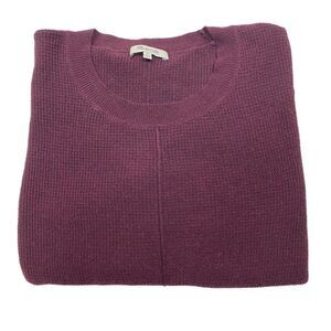 Madewell Women XS‎ Sweater burgandy Waffle Knit crew neck pullover 3/4 sleeve